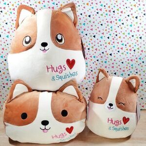 Squishmallow Reginald & Regina the Dog Valentines Plush & Stackable Set of 3 NWT